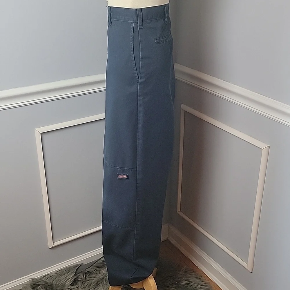 DICKIES Navy Blue Classic Flat Front Reinforced Knee Chino Workwear Casual Pants